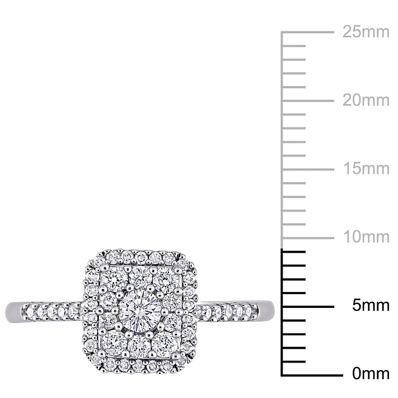 Miabella 1/2 Carat T.W. Diamond 10K White Gold Square Cluster Engagement Ring