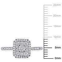 Miabella 1/2 Carat T.W. Diamond 10K White Gold Square Cluster Engagement Ring