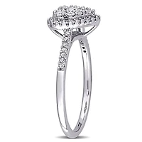 Miabella Bague de fiançailles a grappe de cœurs en or blanc 10K avec diamant 1/2 carat P.T.