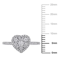 Miabella Bague de fiançailles a grappe de cœurs en or blanc 10K avec diamant 1/2 carat P.T.