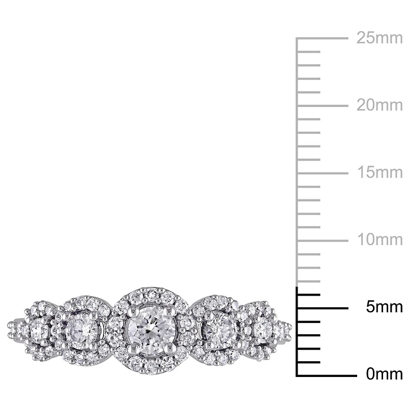 Miabella Bague d'anniversaire à 5 pierres en or blanc 10K avec diamant de 3/4 carat P.T.
