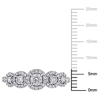 Miabella Bague d'anniversaire à 5 pierres en or blanc 10K avec diamant de 3/4 carat P.T.