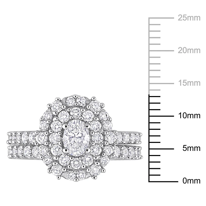 Miabella 1-1/2 Carat T.W. Diamond 14K White Gold Double Halo Bridal Ring Set
