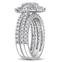 Miabella Bague de mariage 3 pièces a double halo en or blanc 10K avec diamants de 1-1/2 carat P.T.