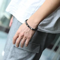 Stingray Men's 8.5" gentleman's silicon two-tone beaded bracelet