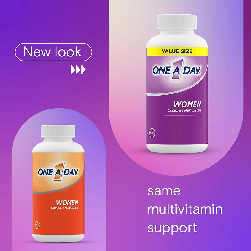 Multivitamines One A Day pour femmes – Vitamines quotidiennes pour femmes – Multivitamines pour femmes avec vitamines A, C et D, zinc pour le soutien immunitaire, vitamines E et B12, biotine, calcium et fer 250 comprimés