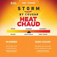 Storm by Cougar Men's 2 Pair Pack Heat Plus Crew Socks, Men's Heat Plus Crew Sock