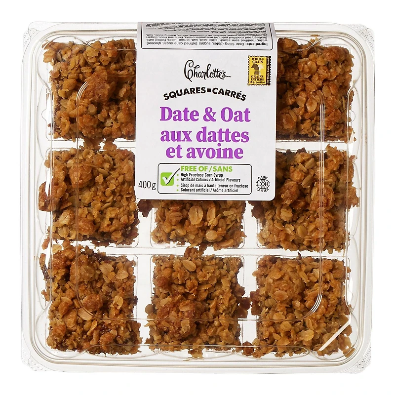 Charlotte’s Date & Oat Squares, 9 pieces, 400 g total