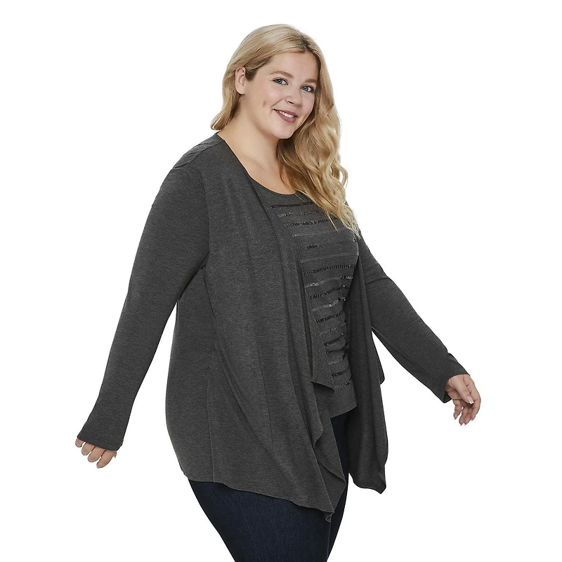 George Plus Women's Sequin Fooler Cardigan