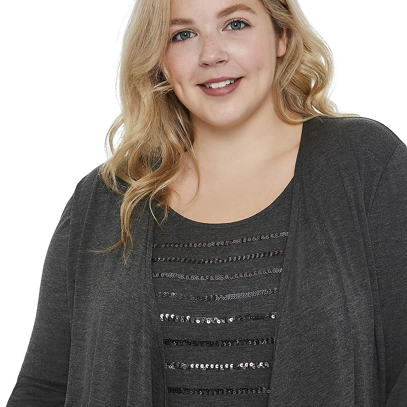 George Plus Women's Sequin Fooler Cardigan