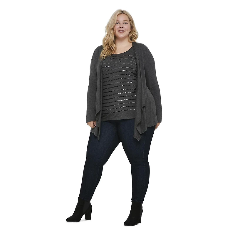 George Plus Women's Sequin Fooler Cardigan
