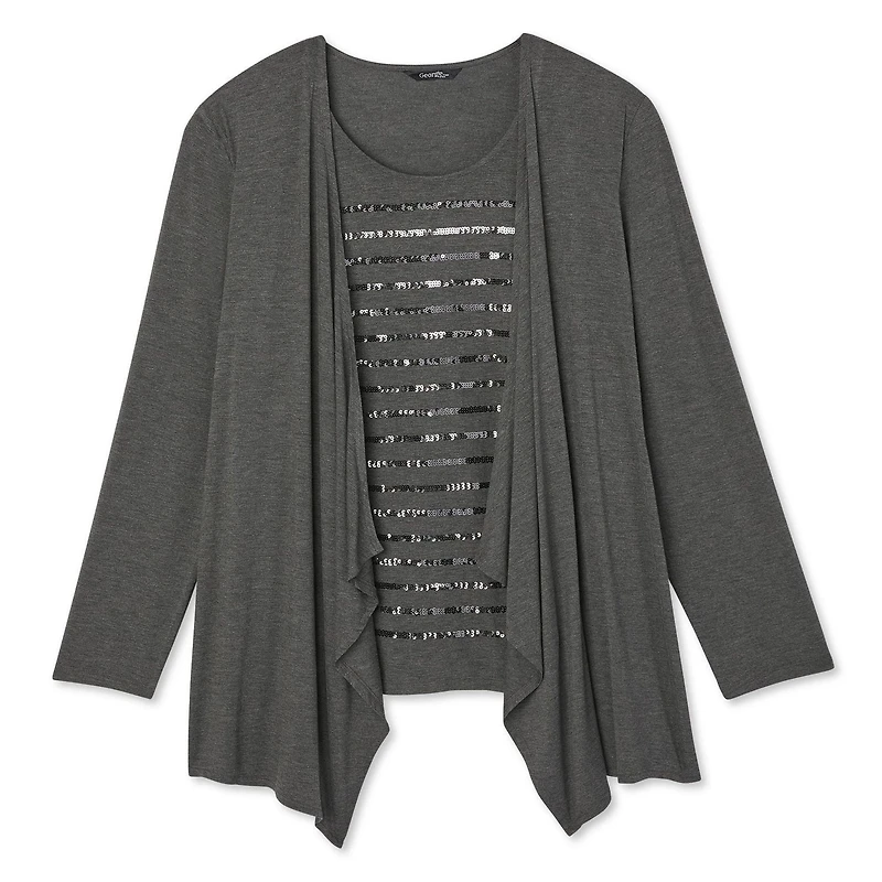 George Plus Women's Sequin Fooler Cardigan