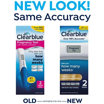 Clearblue Digital Pregnancy Test Kit with Weeks Indicator, Weeks Pregnancy Test, 2 Tests, 2CT