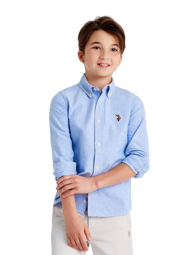 U.S. Polo Assn. Chemise Oxford Boutonnée à Manches Longues pour Garçon