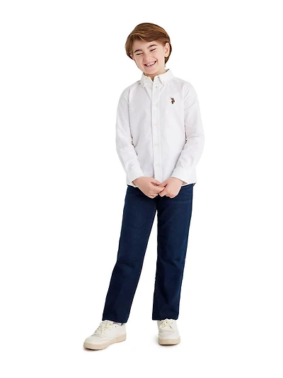 U.S. Polo Assn. Chemise Oxford Boutonnée à Manches Longues pour Garçon