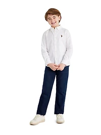 U.S. Polo Assn. Chemise Oxford Boutonnée à Manches Longues pour Garçon