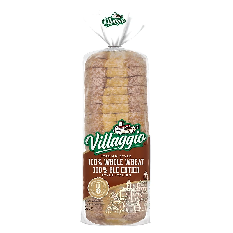 Villaggio®  Italian Style 100% Whole Wheat Thick Sliced Bread, 675 g