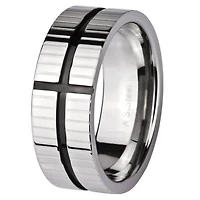 Bague croix noire bicolore moderne pour homme Stingray