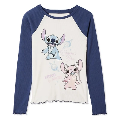 Disney Girls' Stitch Raglan Tee