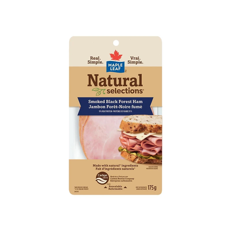 Jambon fumé Forêt-Noire tranché Natural Selections Maple Leaf 175 g
