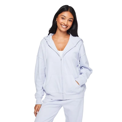 Haut à capuchon zippé en molleton surdimensionné No Boundaries pour femmes Tailles TTP-TTG