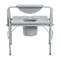 Drive Medical Gray Bariatric Drop Arm Bedside Commode Chair