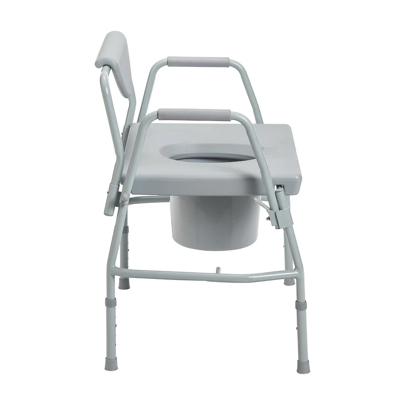 Drive Medical Gray Bariatric Drop Arm Bedside Commode Chair