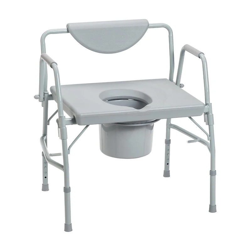 Drive Medical Gray Bariatric Drop Arm Bedside Commode Chair