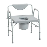 Drive Medical Gray Bariatric Drop Arm Bedside Commode Chair