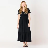 DV S/S smocked waist tiered Maxi dress