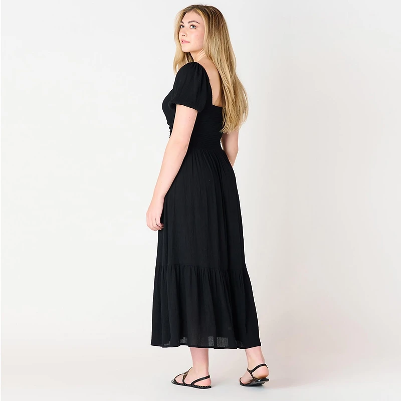 DV S/S smocked waist tiered Maxi dress