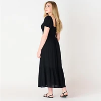 DV S/S smocked waist tiered Maxi dress