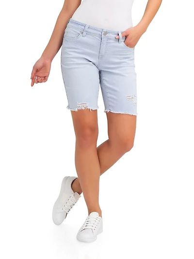 Bermuda Slim pour femmes Jordache avec ourlet effiloché