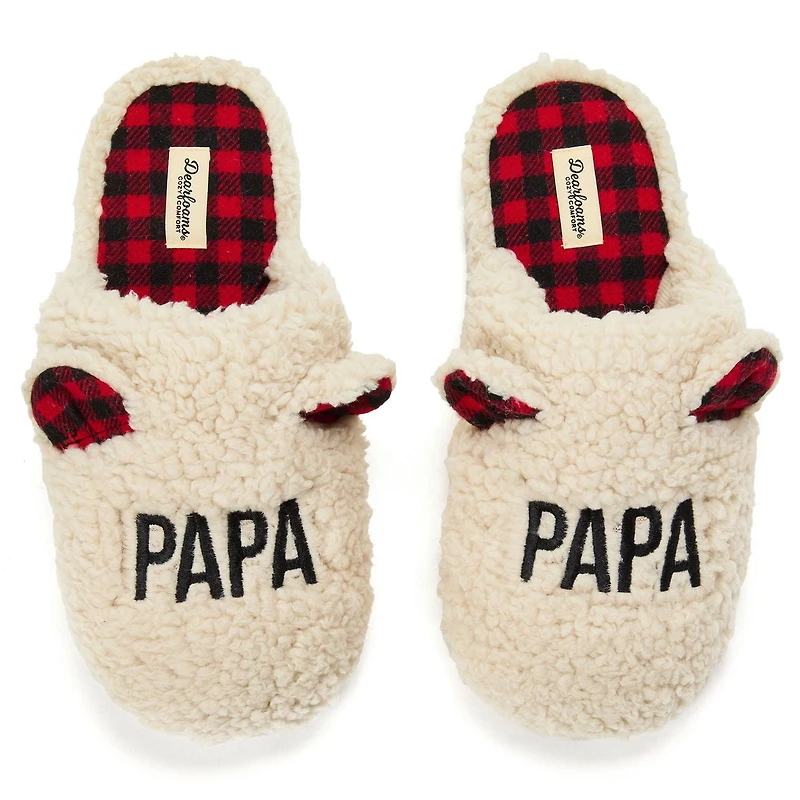 Dearfoams Cozy Comfort Men's Papa Bear Slippers<br>