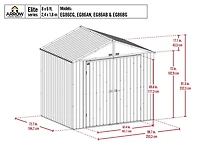 Abri de rangement en acier Arrow Elite, 2,4 x 1,8 m gris bleu