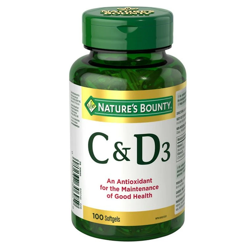 NATURE'S BOUNTY Soutient la fonction immunitaire, antioxydants, développement et maintien des os, du cartilage, des dents et des gencives, aide à métaboliser les nutriments, gélules 100 paquet
