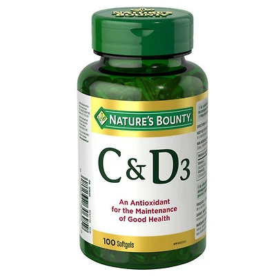 NATURE'S BOUNTY Soutient la fonction immunitaire, antioxydants, développement et maintien des os, du cartilage, des dents et des gencives, aide à métaboliser les nutriments, gélules 100 paquet