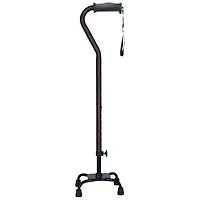Hugo Ebony Adjustable Quad Cane for Right or Left Hand Use, Small Base