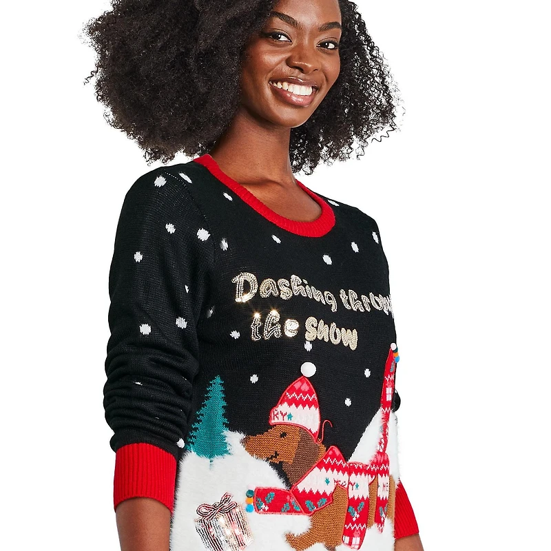 Chandail de Noël avec motif lumineux George pour femmes