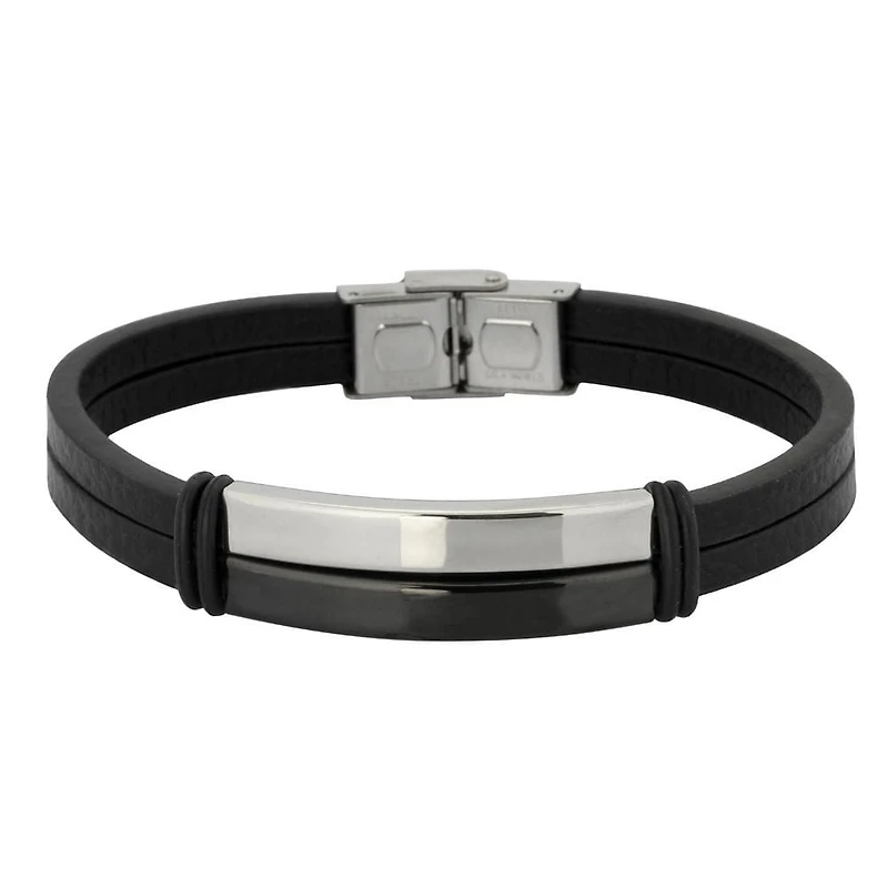 Bracelet en cuir bicolore moderne en acier inoxydable pour homme Stingray
