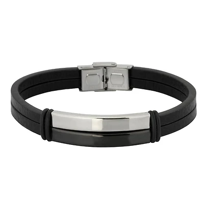Bracelet en cuir bicolore moderne en acier inoxydable pour homme Stingray