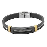 Stingray Men's Stainless steel Mesh two-tone leather bracelet