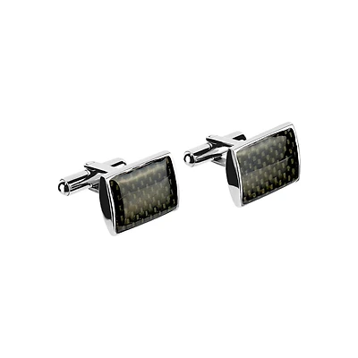 Stingray men's carbon fiber rectangular cufflinks