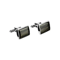 Stingray men's carbon fiber rectangular cufflinks