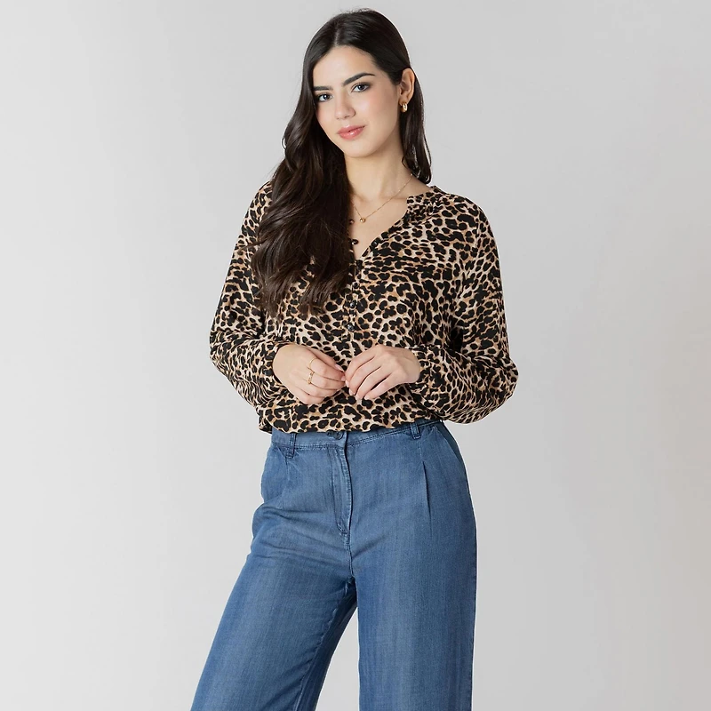 Devoted long sleeve buttoned blouse