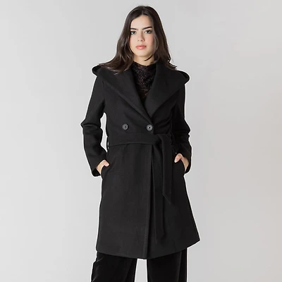 Devoted veste à capuche, manches longues et coupe A-line, avec ceinture