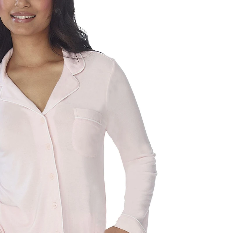 Secret Long Sleeve Button Top with Piping - Online exclusive