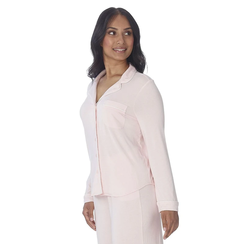 Secret Long Sleeve Button Top with Piping - Online exclusive