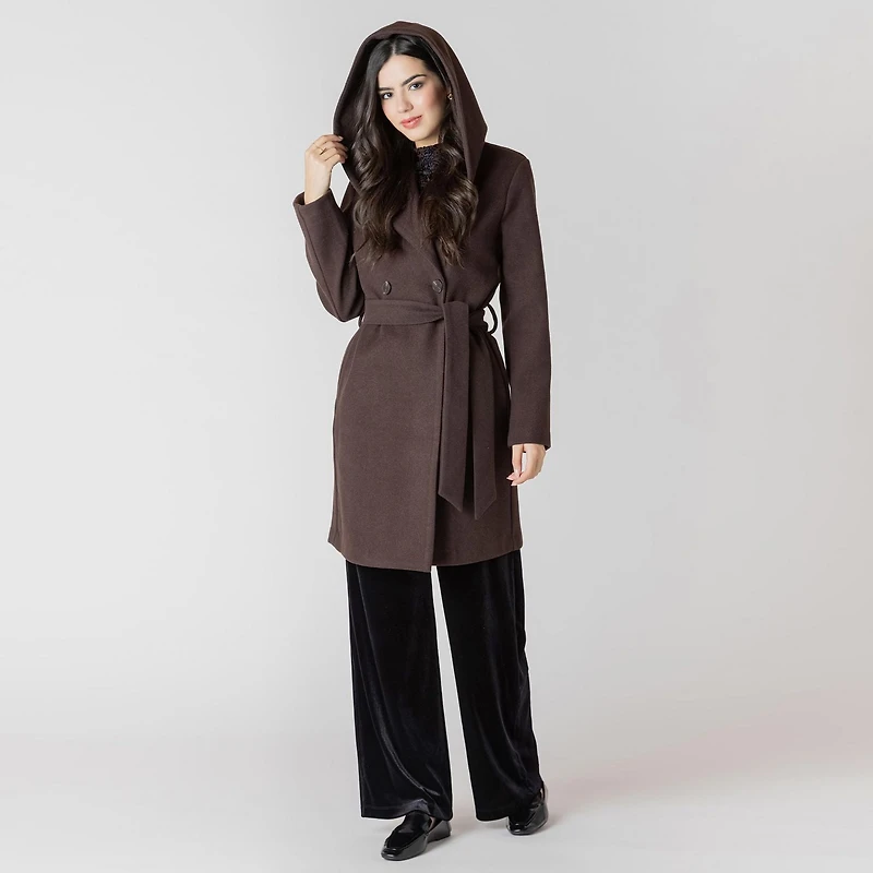Devoted veste à capuche, manches longues et coupe A-line, avec ceinture