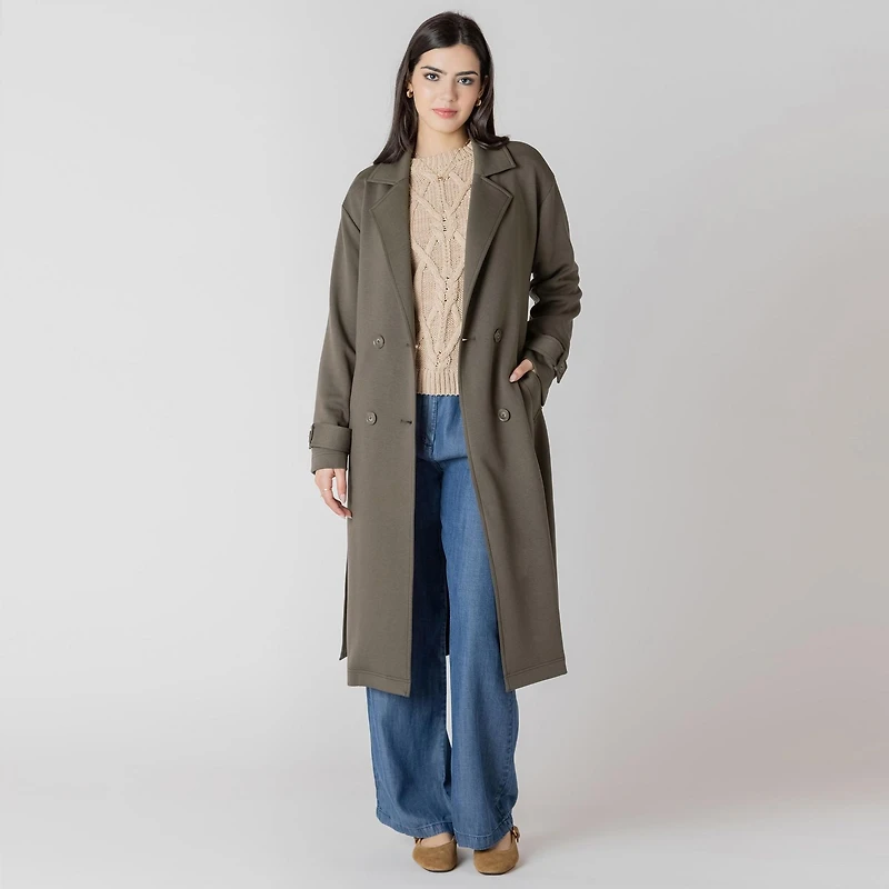 Devoted long sleeve knit trench coat